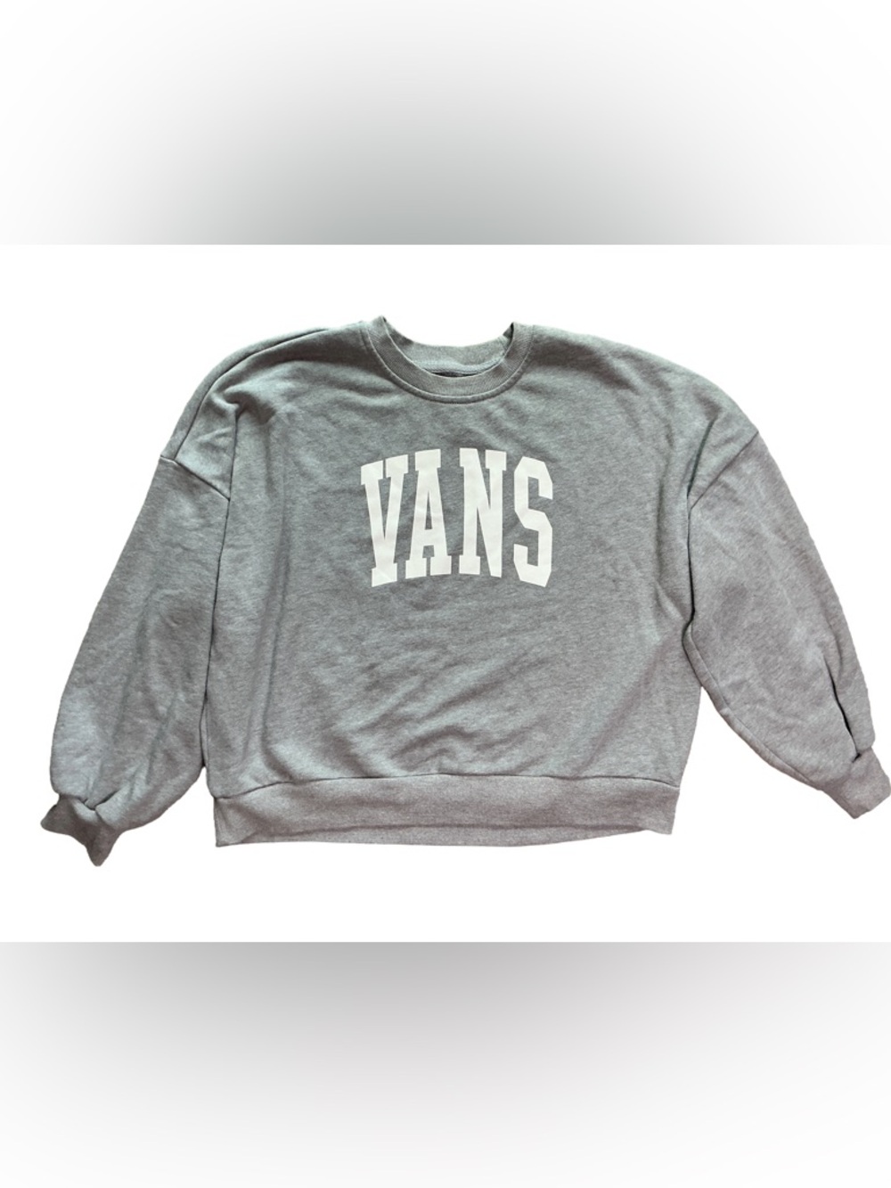 Vans Gray Crewneck Sweatshirt Logo Graphic Pullover Size XS
